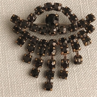 sorte sten i vintage broche vedhængt genbrug retro smykke 